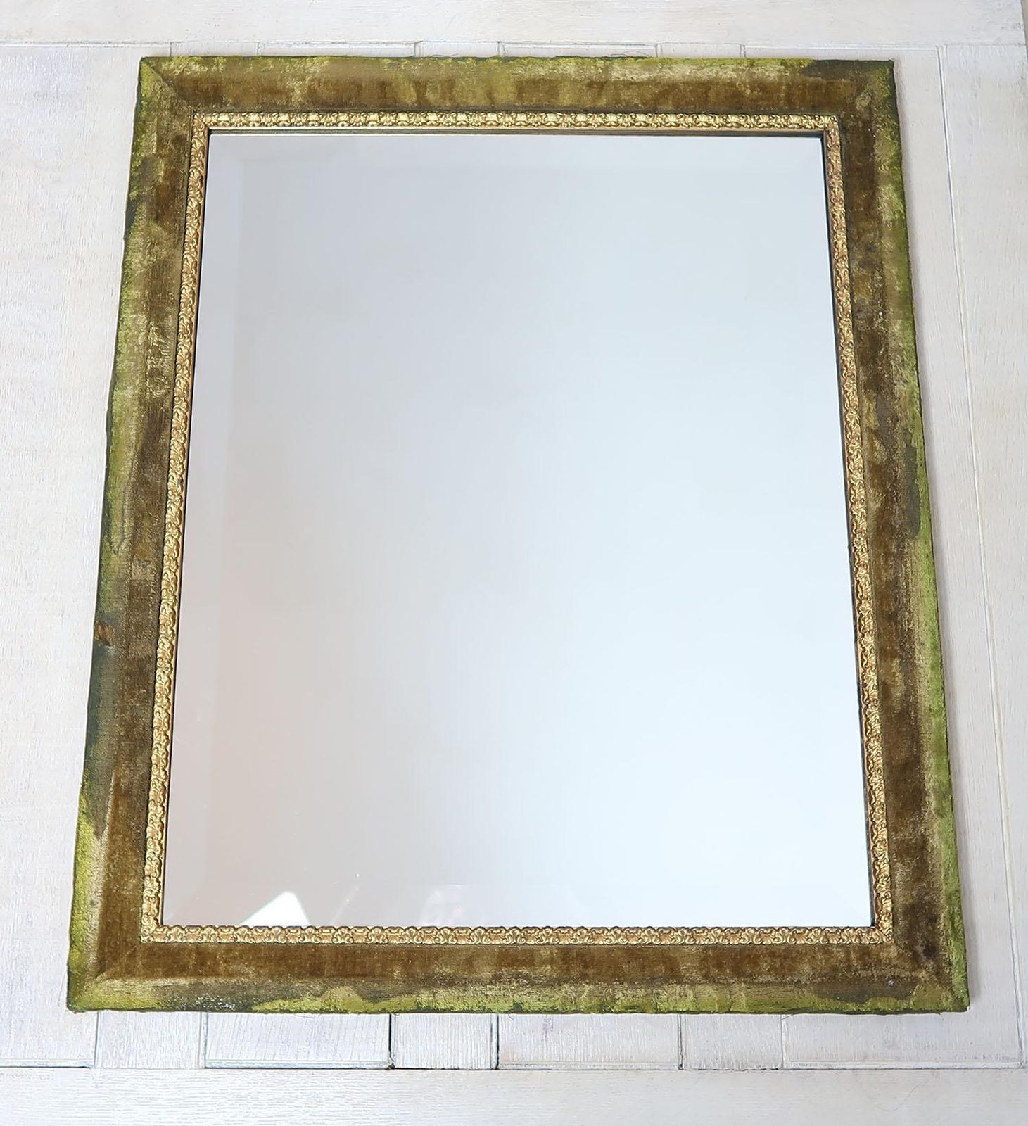 Antique Green Velvet And Parcel Gilt Wall Mirror photo furniture