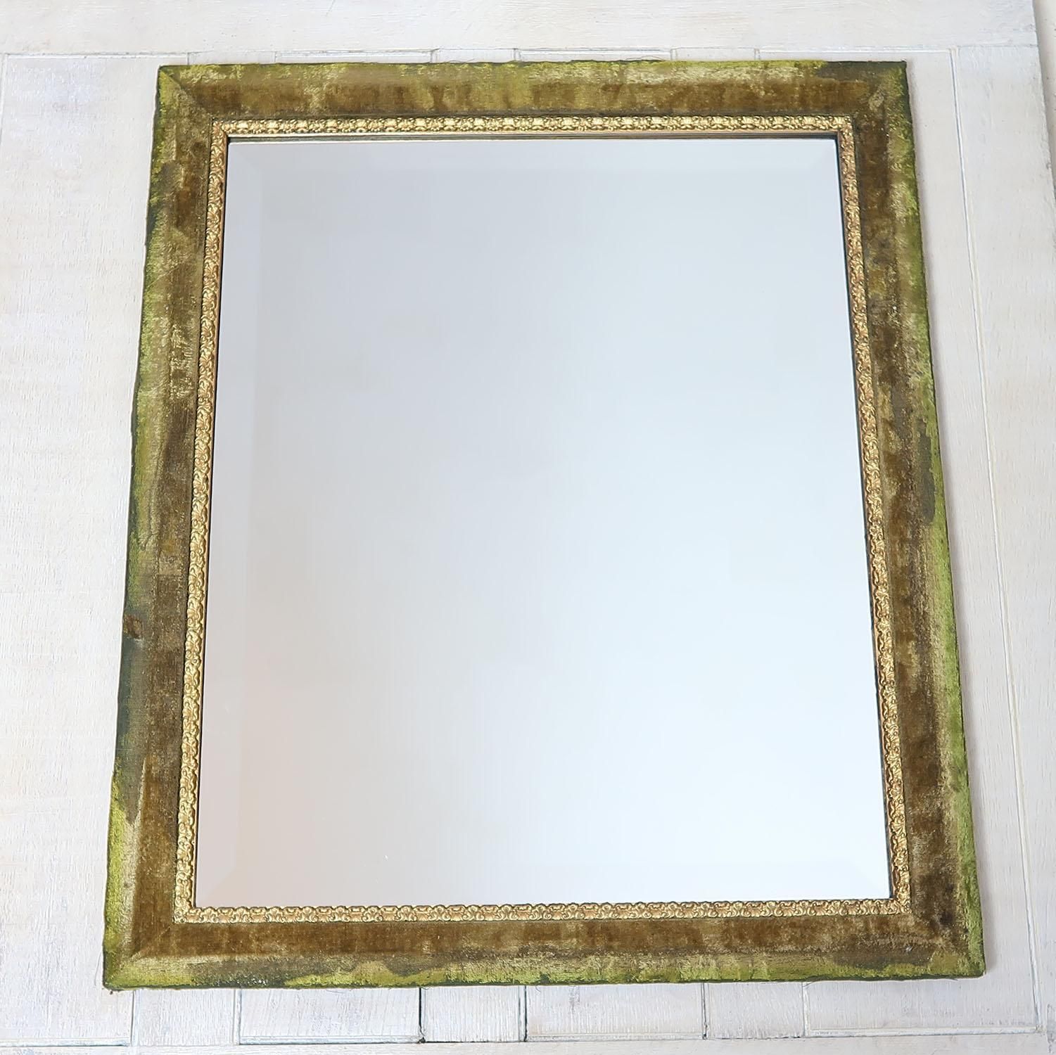 Antique Green Velvet And Parcel Gilt Wall Mirror photo Home Decor