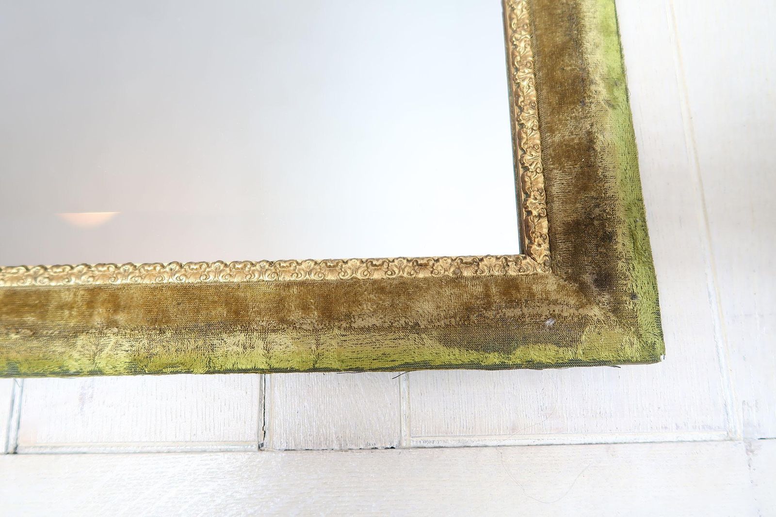 Antique Green Velvet And Parcel Gilt Wall Mirror photo 390.0