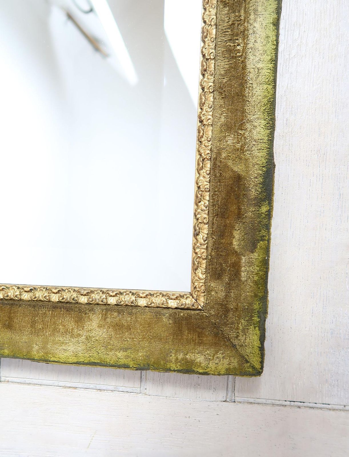 Antique Green Velvet And Parcel Gilt Wall Mirror photo vinterior