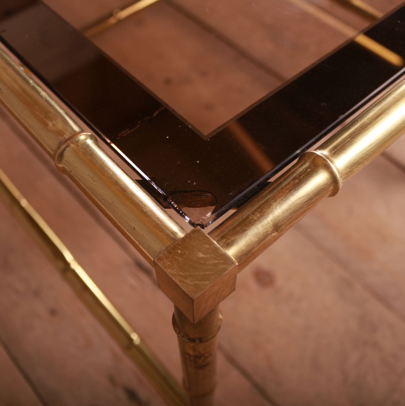 photo for sale Italian Brass And Glass Tables