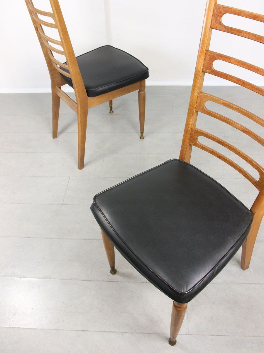 Vintage Wooden & Brass Scandinavian Dining Chairs, Set Of 2 photo Furniture