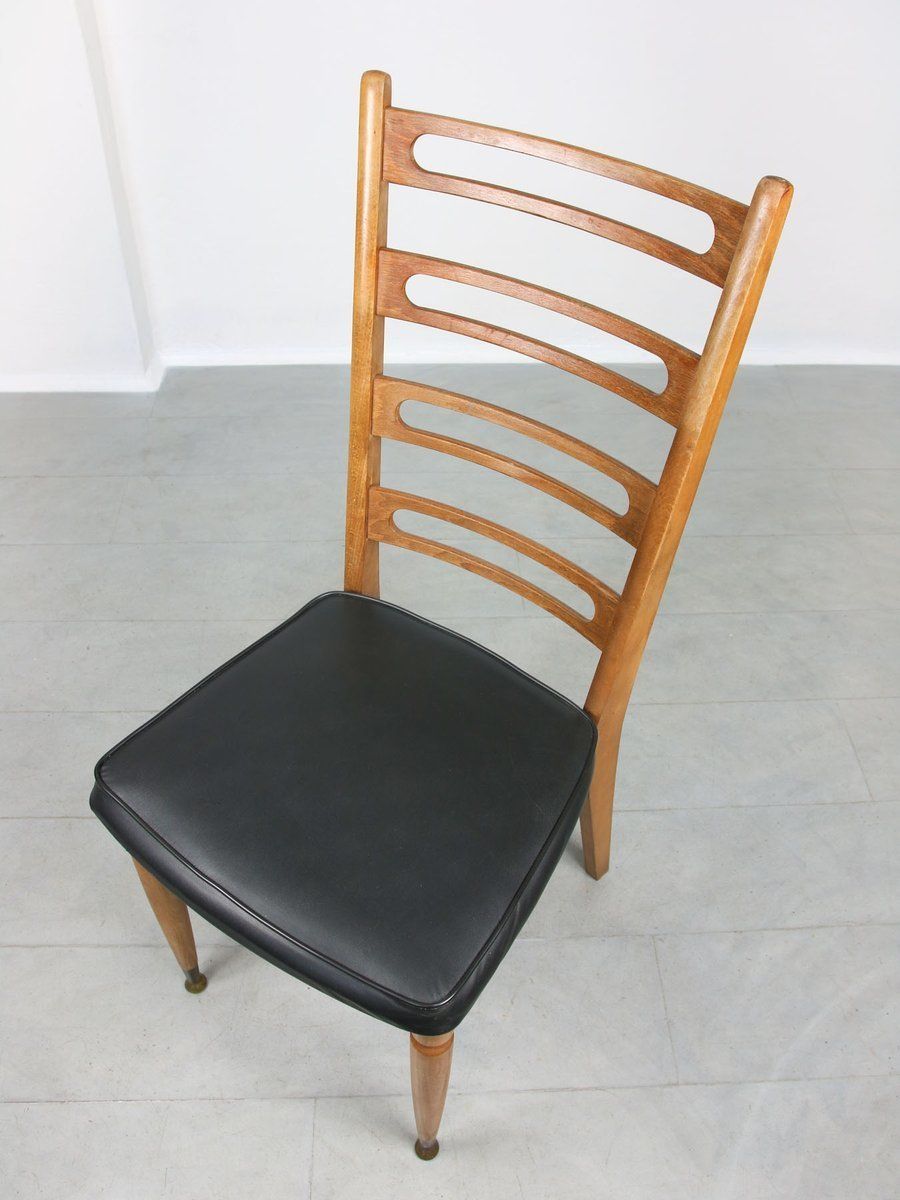 1230.0 Vintage Wooden & Brass Scandinavian Dining Chairs, Set Of 2 photo