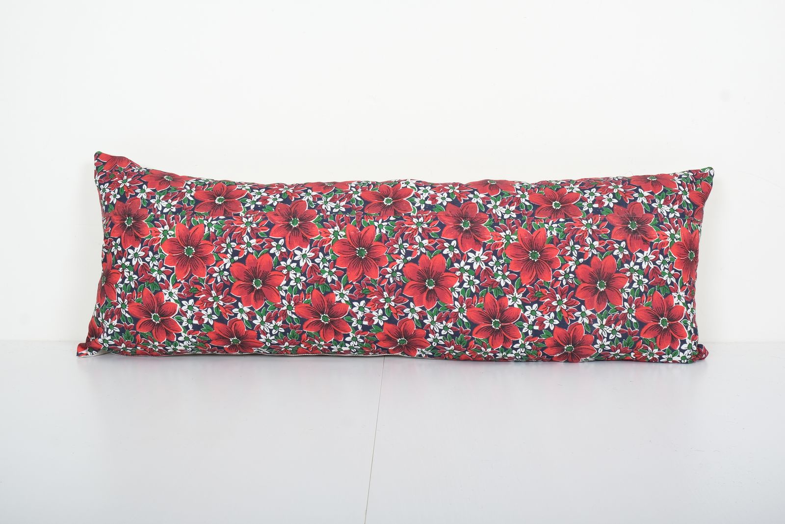 Floral Russian Caftan Cushion   Ethnic Cotton Pillow Cover   Oversize  Bedding Pillow 12" X 32"