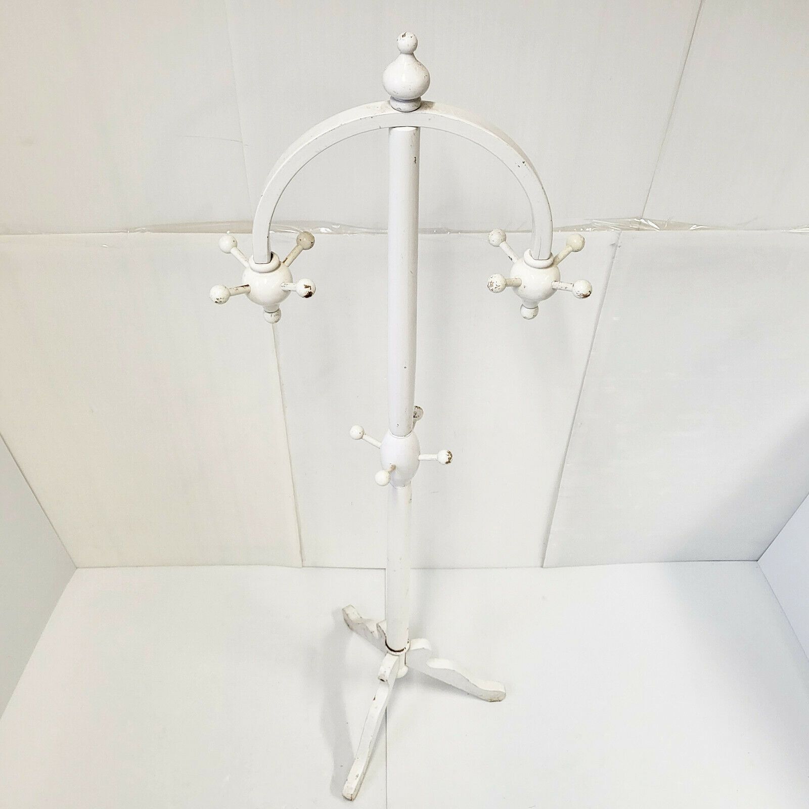 Coat Rack Vintage Coat Rack 1950 White Lacquered Wood 50s 1950s Sputnik