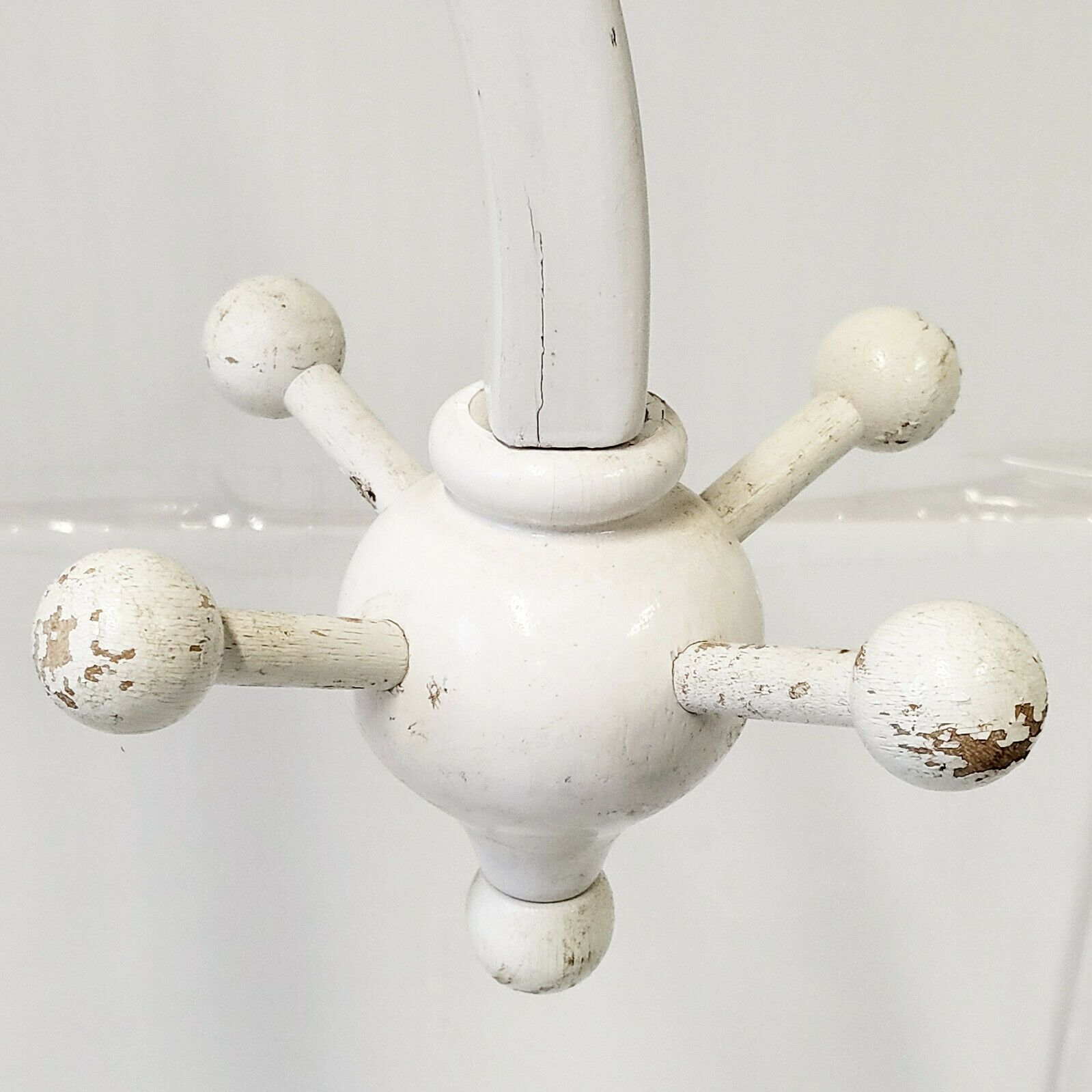 Coat Rack Vintage Coat Rack 1950 White Lacquered Wood 50s 1950s Sputnik photo Furniture