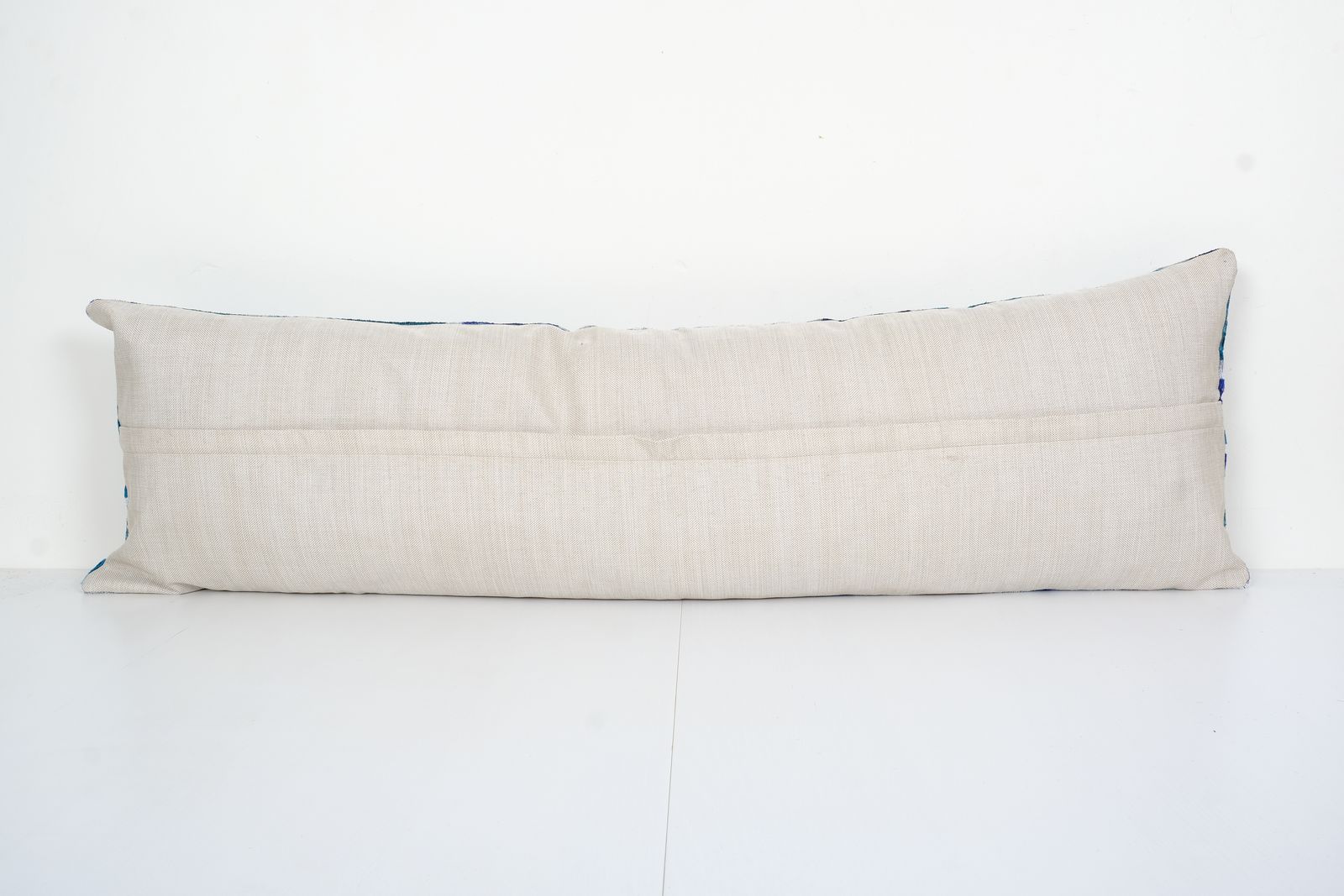 Extra Long Silk Ikat Velvet Pillow With Fish Motifs, Turquoise Velvet Oversize Cushion Cover, Ikat Velvet Bedding Pillow 16" X 48" photo for sale