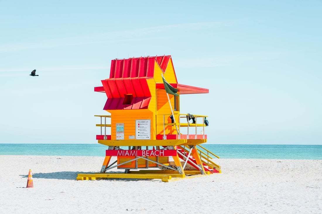 "Colorful Miami Beach Lifeguard Tower With Blue Sky" By Artur Debat