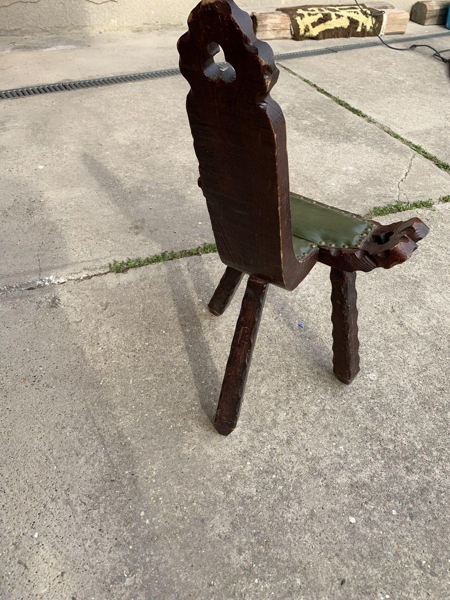 Spanish Brutalist Chair In Wood, 1960s photo vinterior