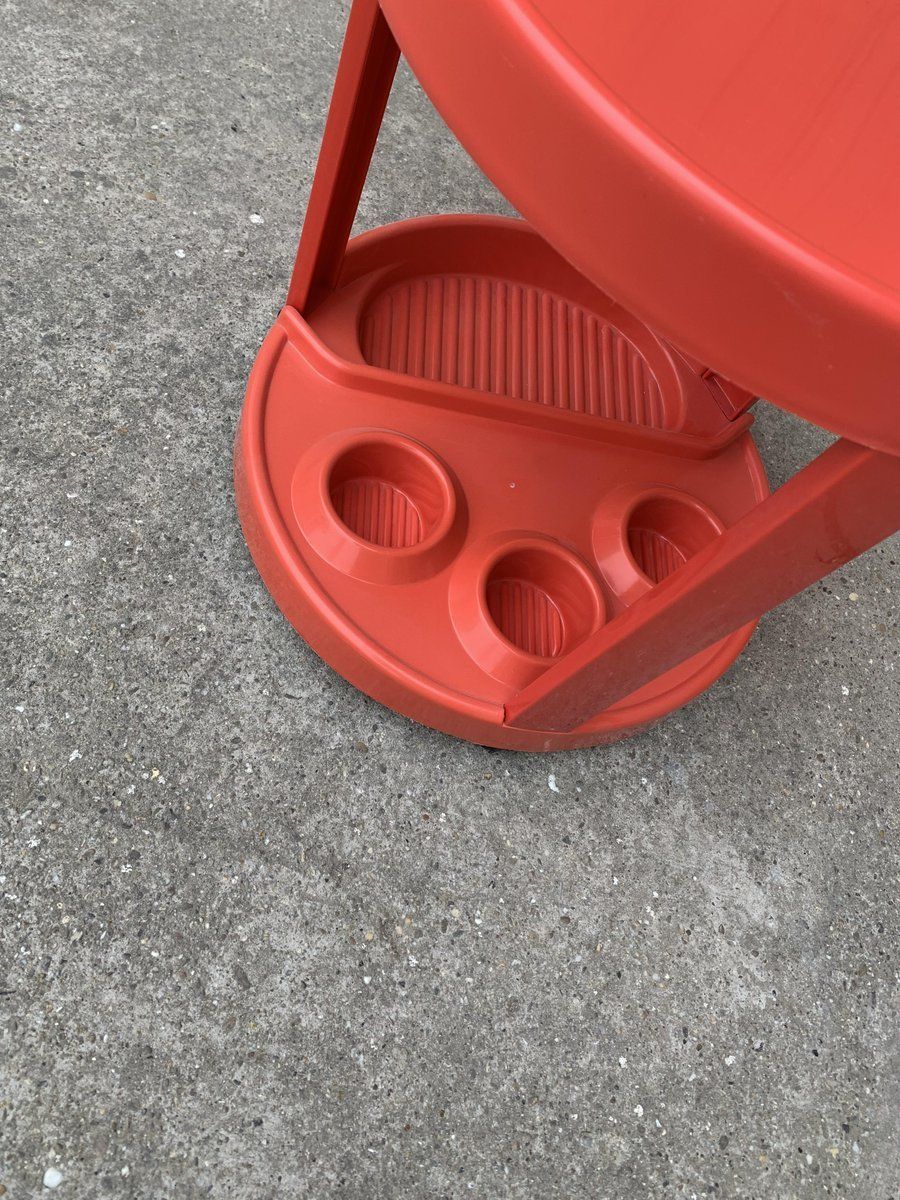 Mid Century Italian Bar Cart In Red Plastic, 1970s photo furniture