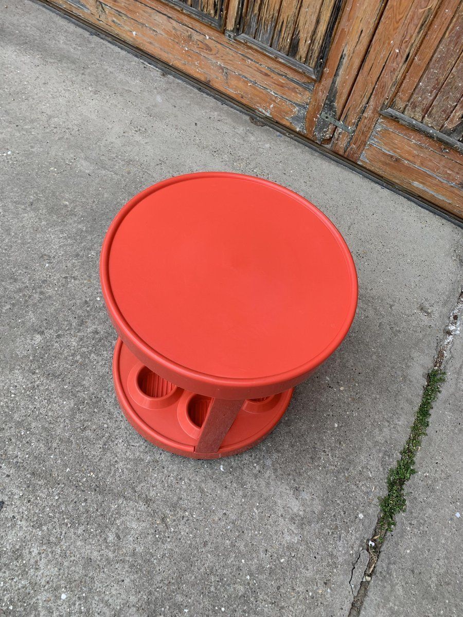 Mid Century Italian Bar Cart In Red Plastic, 1970s photo for sale