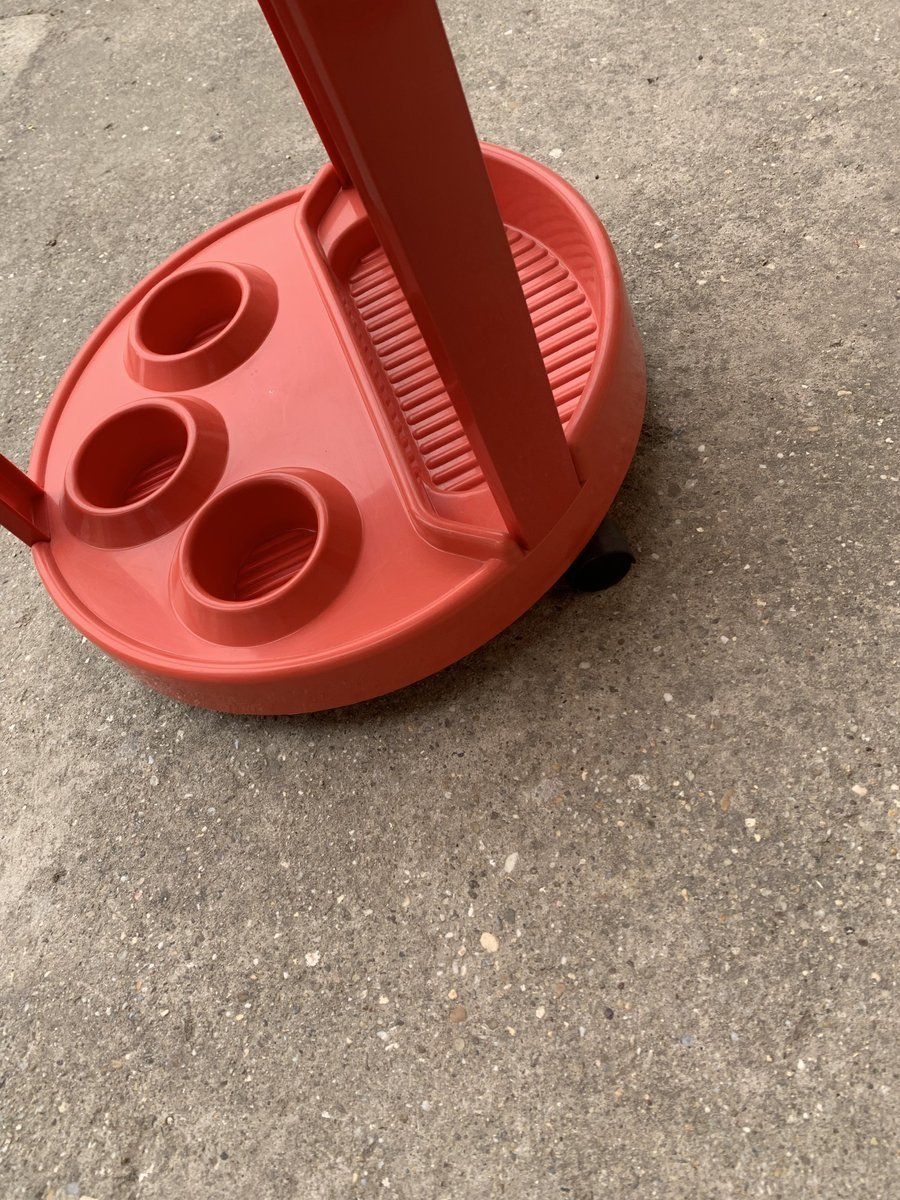 Mid Century Italian Bar Cart In Red Plastic, 1970s photo 780.0