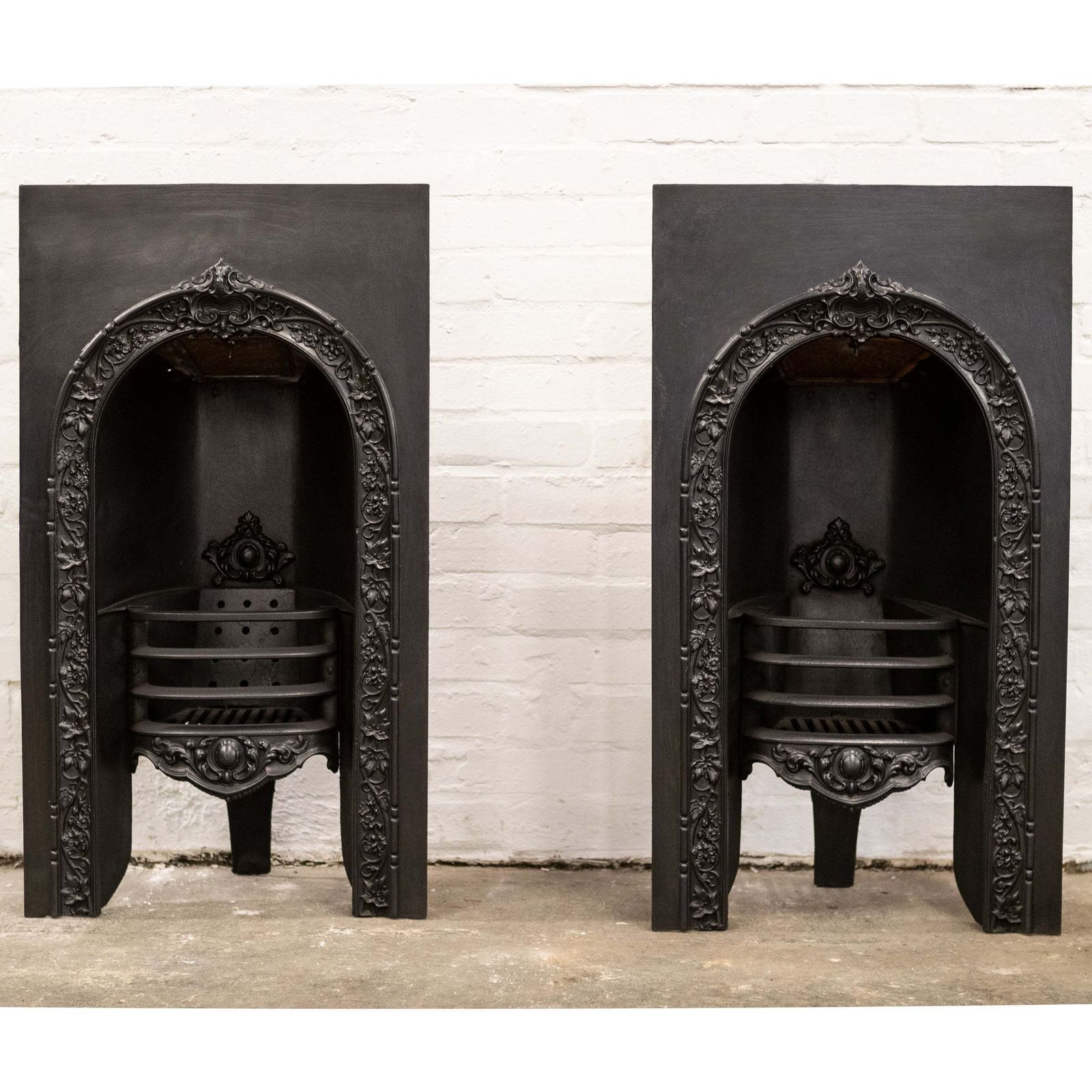 Antique Ornate Victorian Cast Iron Arched Insert (Pair Available) photo for sale