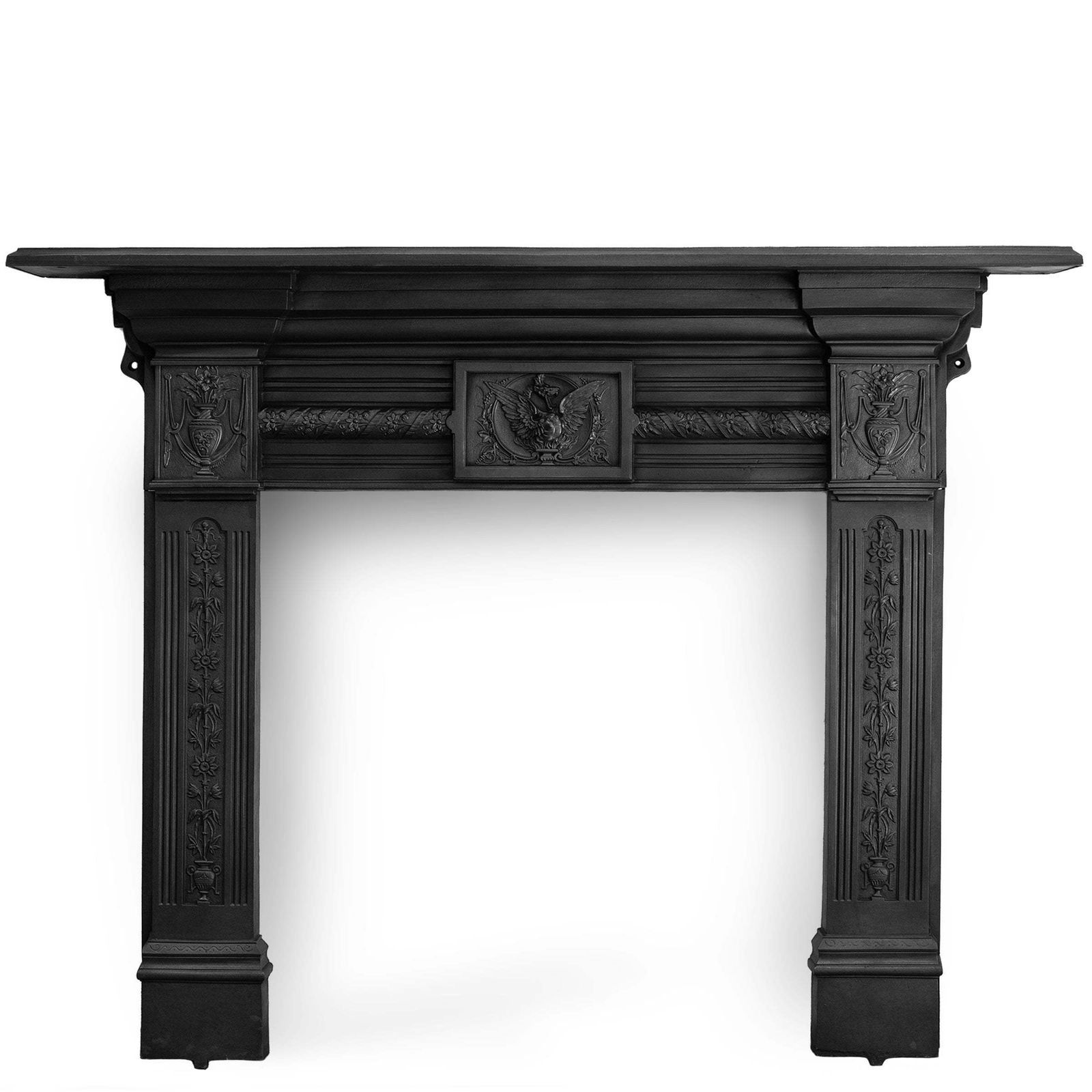 Rare Antique Victorian Cast Iron Fireplace Surround