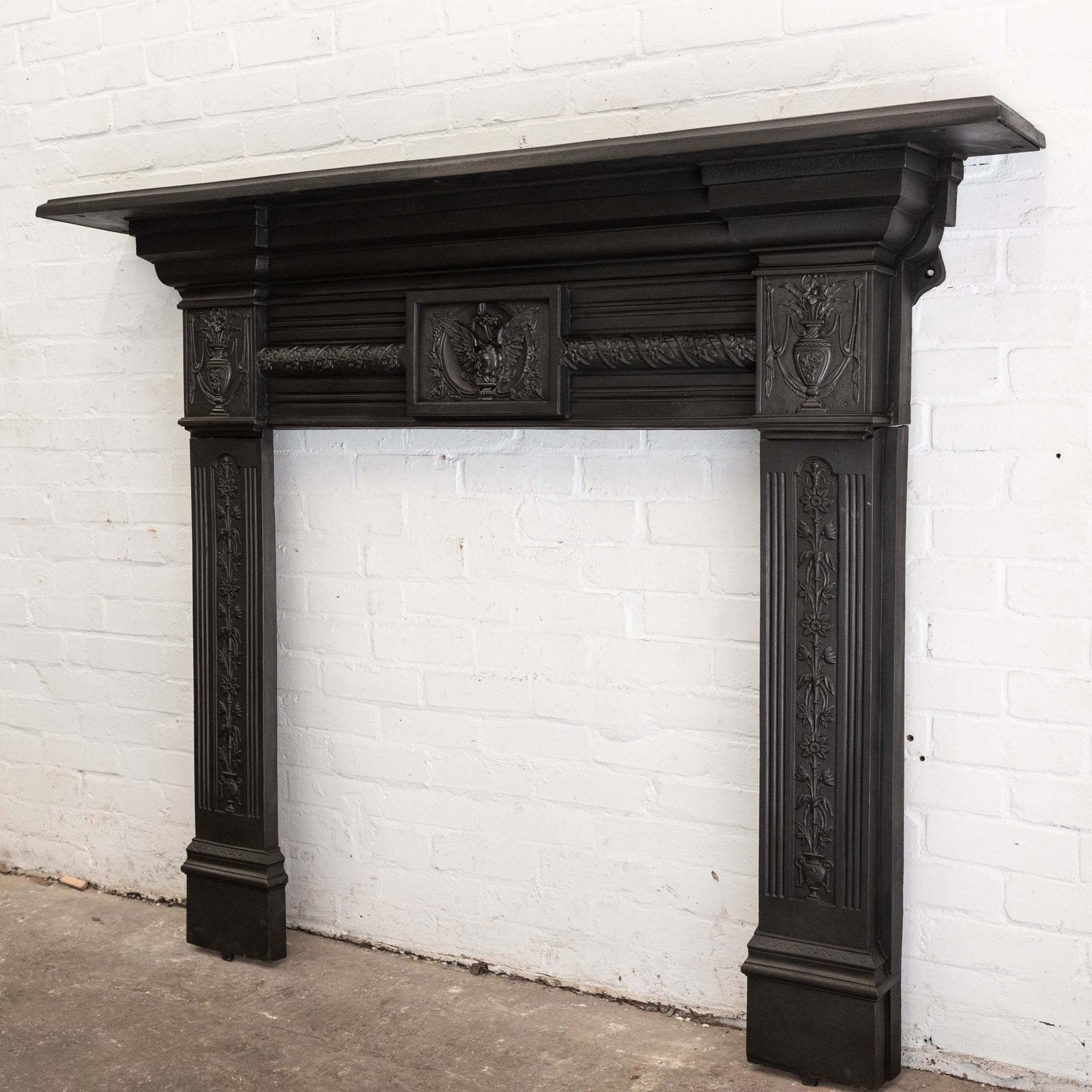 Rare Antique Victorian Cast Iron Fireplace Surround photo for sale