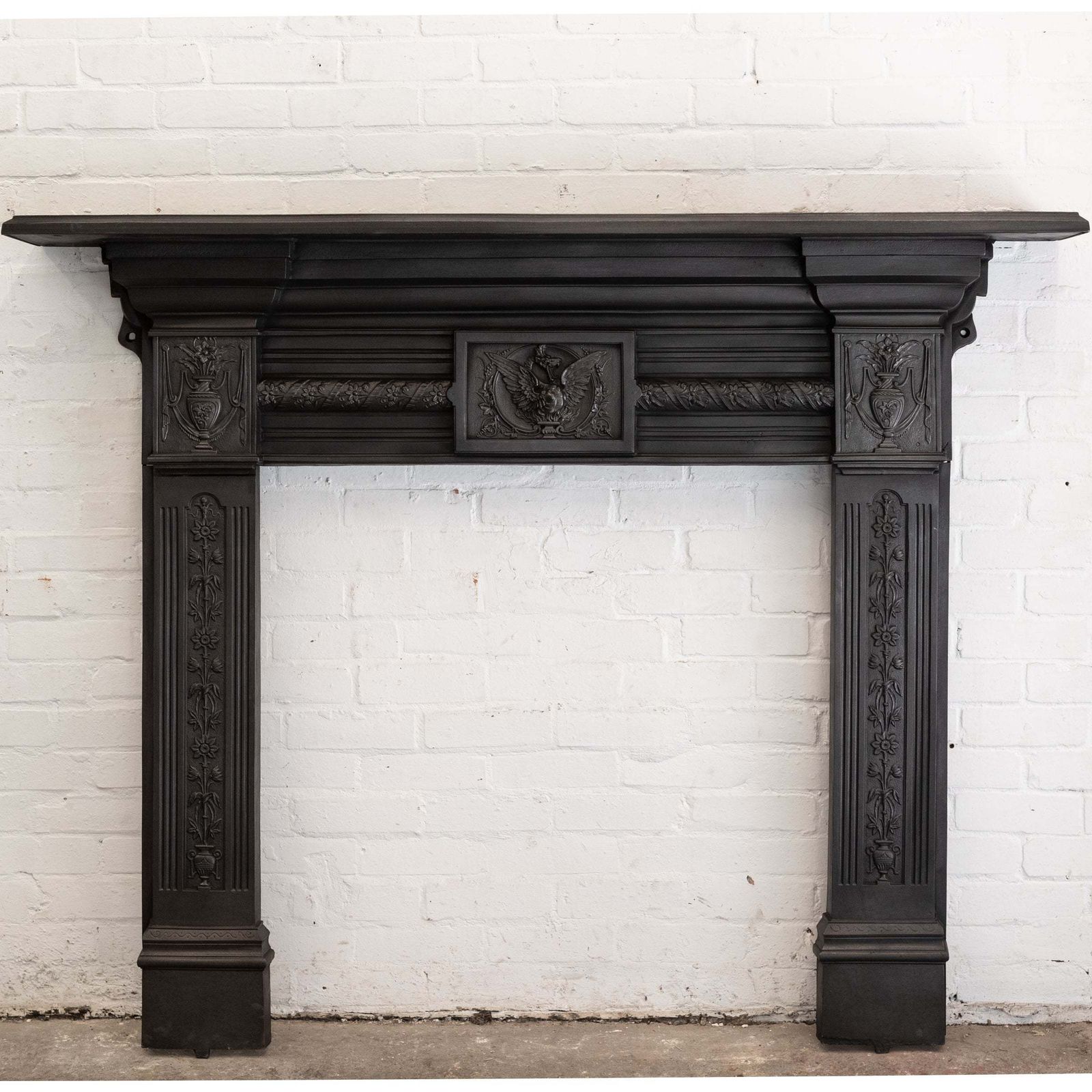 2200.0 Rare Antique Victorian Cast Iron Fireplace Surround photo