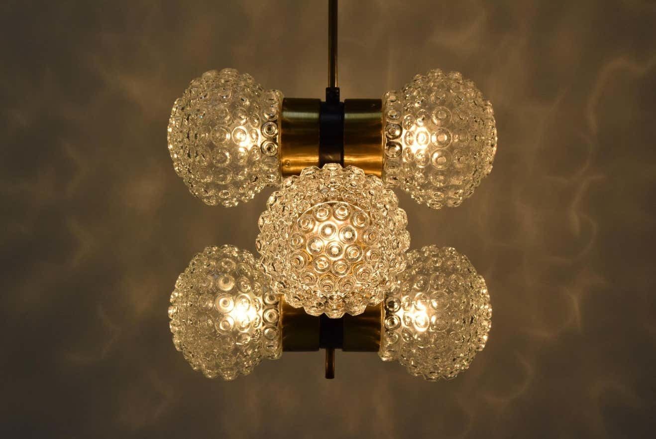 Mid Century Chandelier By Napako,1960's photo for sale