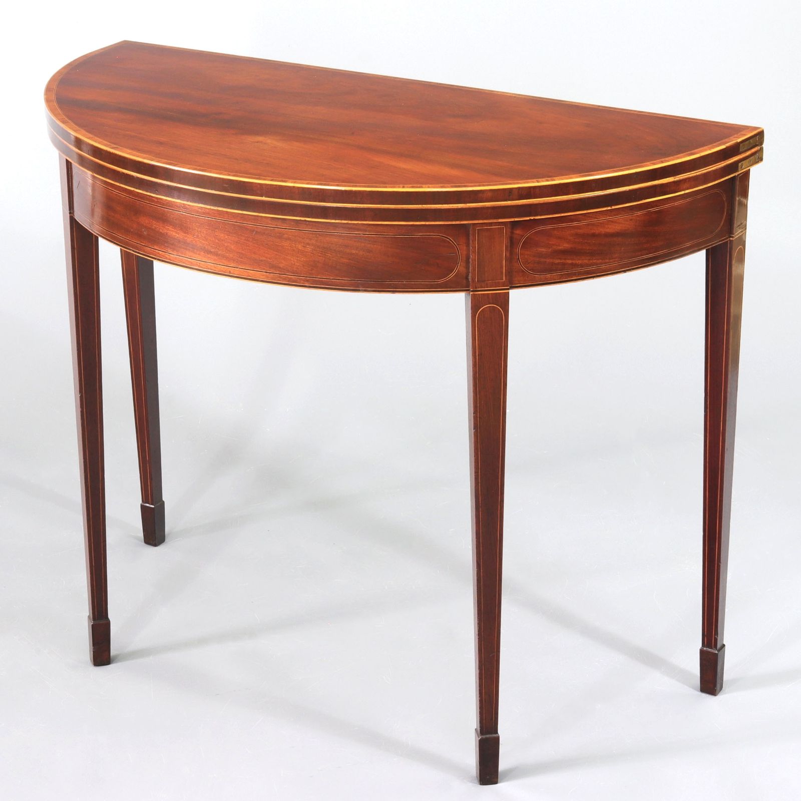 George III Mahogany Demi Lune Card Table With Boxwood Inlay C1790