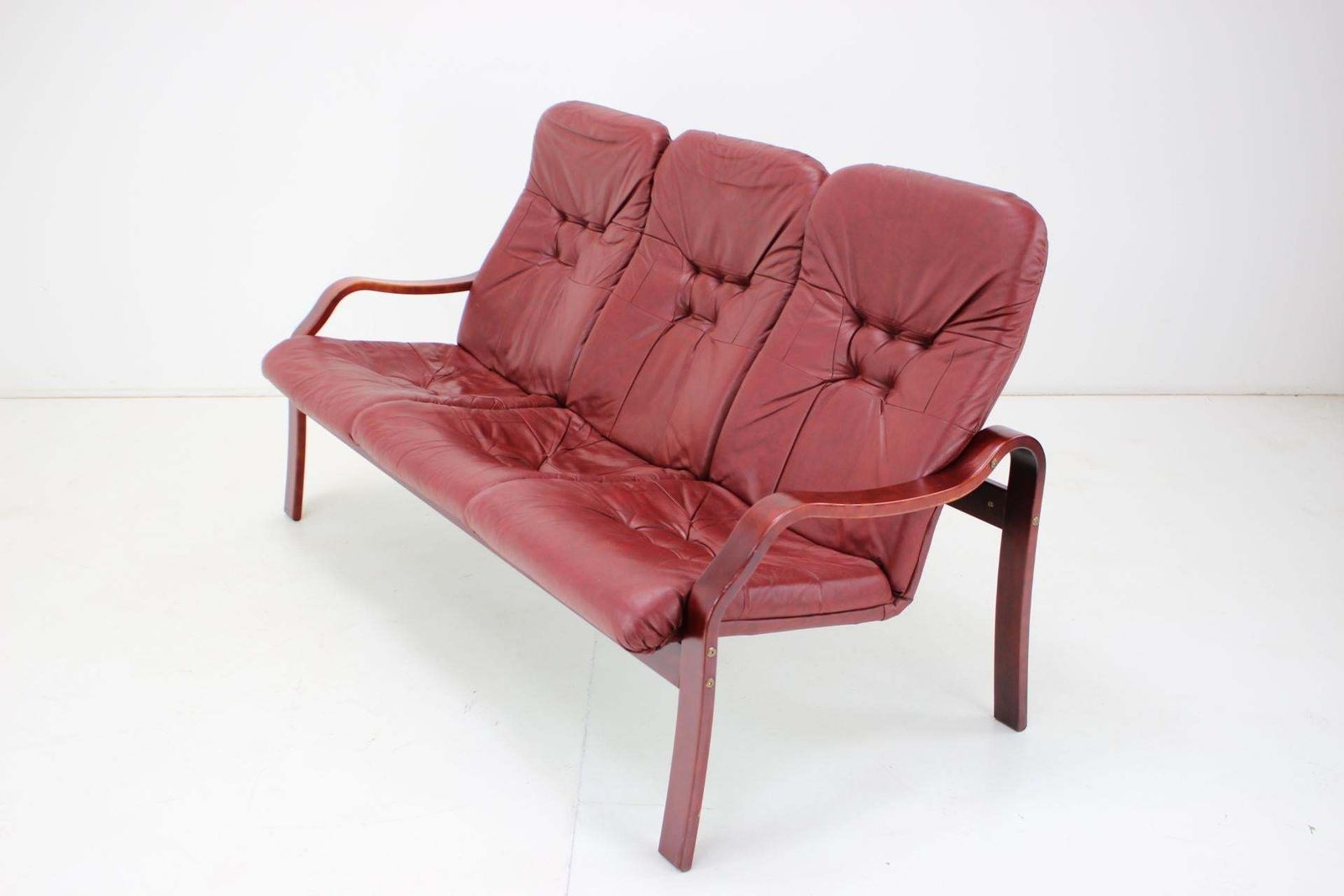 1980 Three Seater Leather Sofa, Ton Czechoslovakia photo vinterior