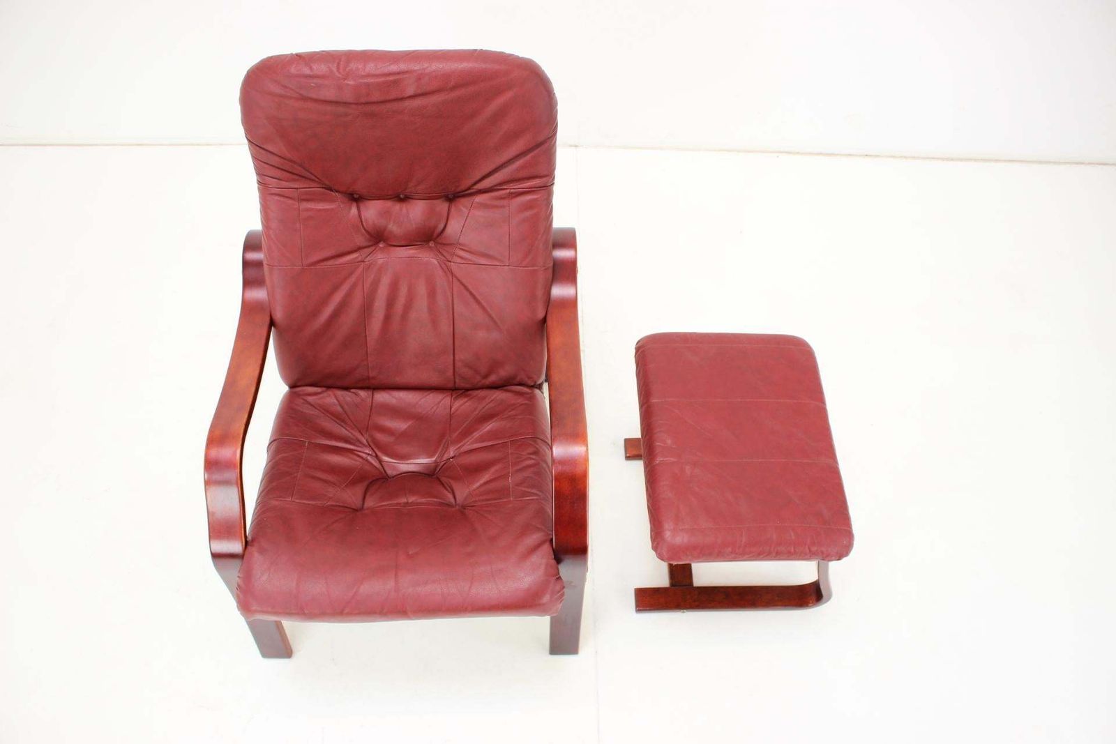 1980 Leather Armchair With Footrest, Ton Czechoslovakia photo vinterior