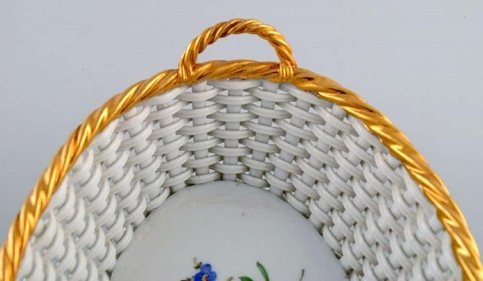 Antique Meissen Braided Porcelain Basket With Handles, Late 19th C photo Home Decor