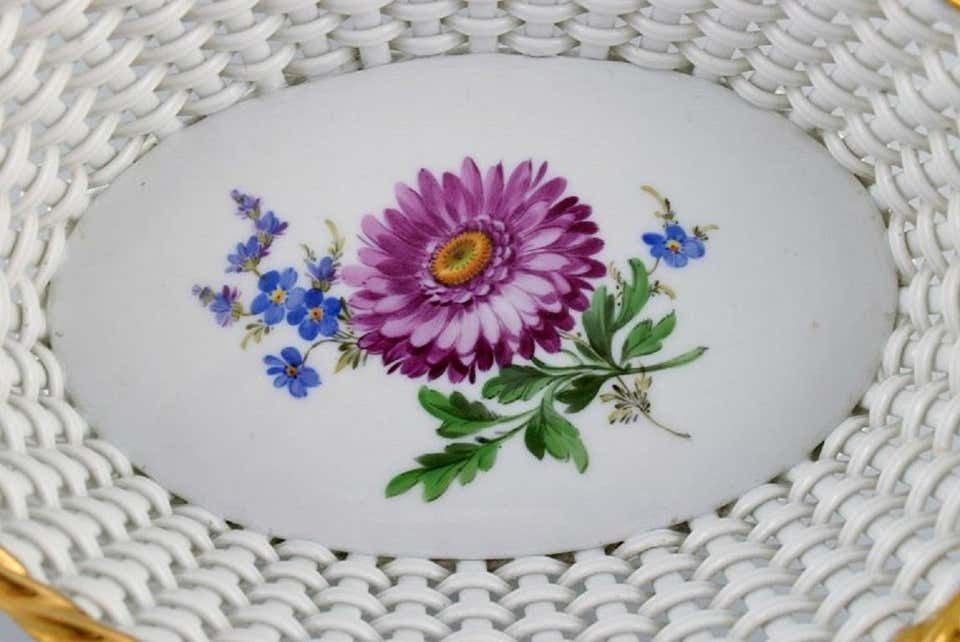 Antique Meissen Braided Porcelain Basket With Handles, Late 19th C photo 768.0