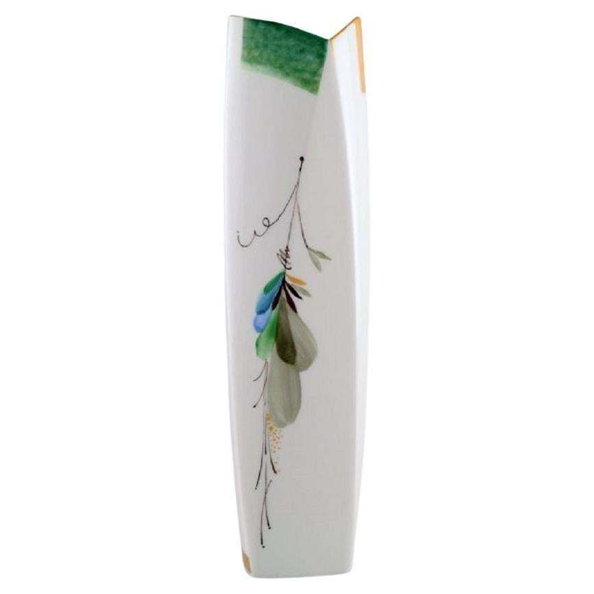 Modernist Cosmopolitan Meissen Vase In Hand Painted Porcelain, 1970s / 80s