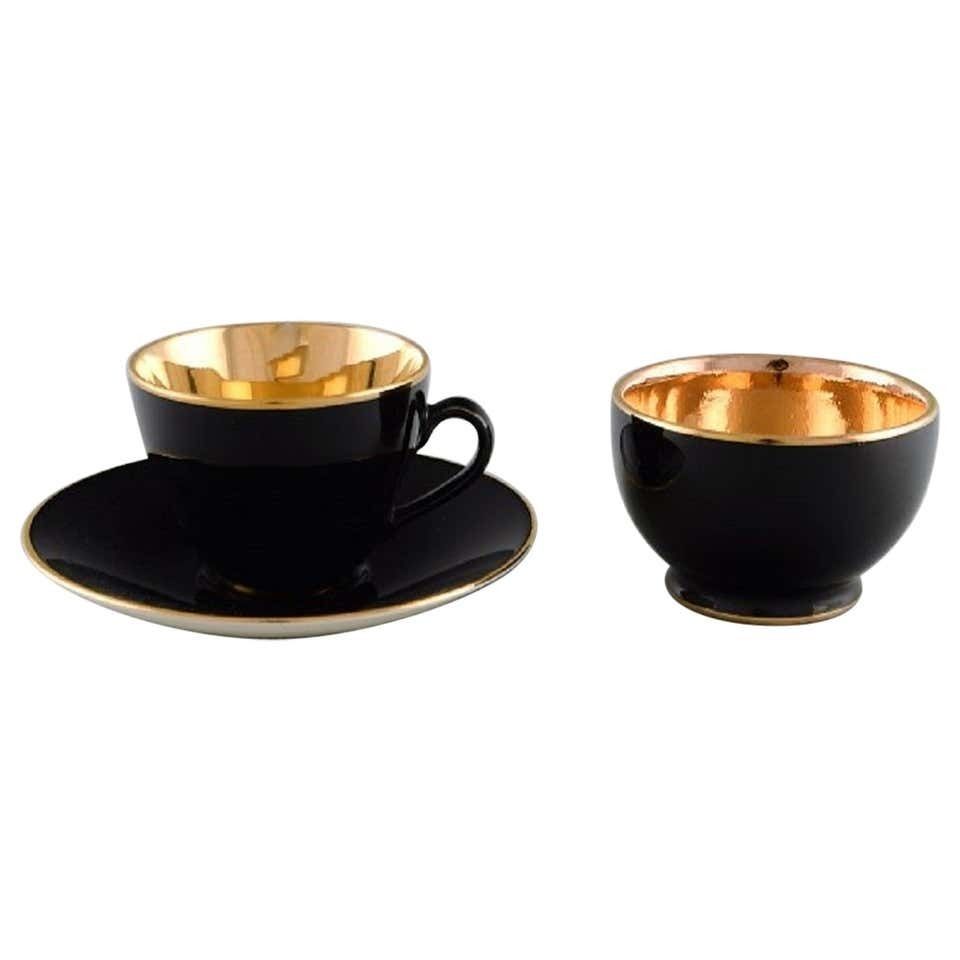 Royal Copenhagen / Aluminia Confetti Mocha Cup With Saucer And Sugar Bowl