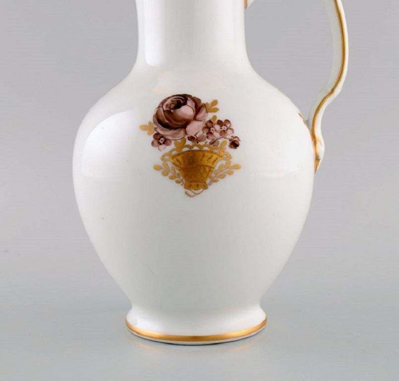 Royal Copenhagen Golden Basket Chocolate Jug In Porcelain With Flowers photo for sale