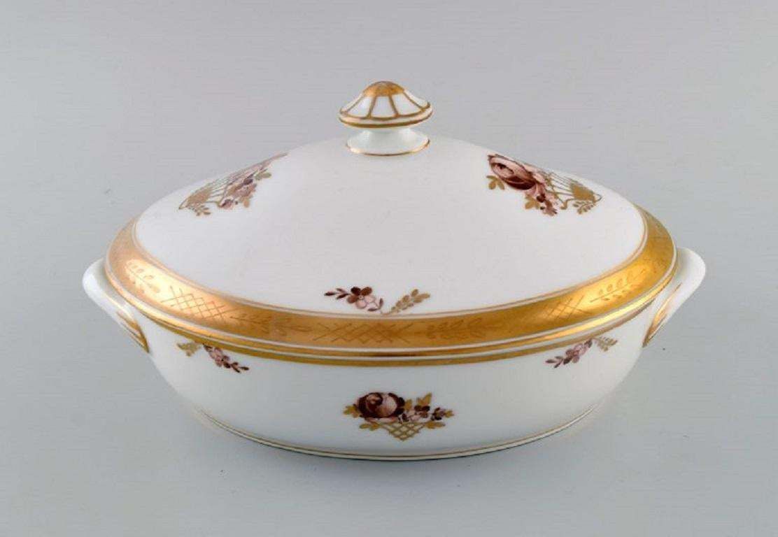 Royal Copenhagen Golden Basket Lidded Tureen In Porcelain With Flowers photo furniture