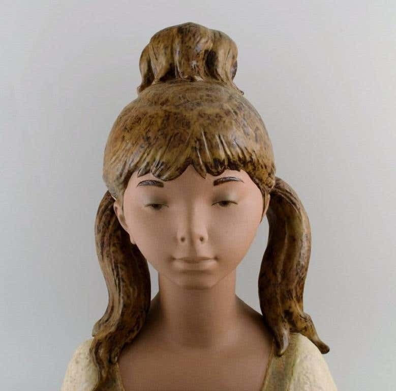 Lladro, Spain, Very Large Sculpture In Glazed Ceramics, Girl With Bowl photo furniture