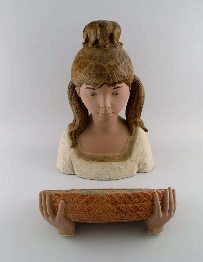 Lladro, Spain, Very Large Sculpture In Glazed Ceramics, Girl With Bowl photo buy