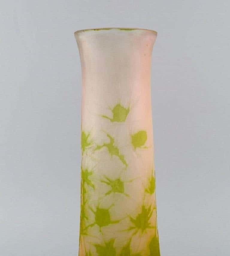 Large Emile Gallé Vase In Frosted And Green Art Glass photo 2305.0