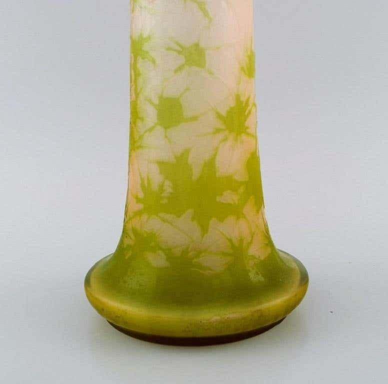Large Emile Gallé Vase In Frosted And Green Art Glass photo vinterior