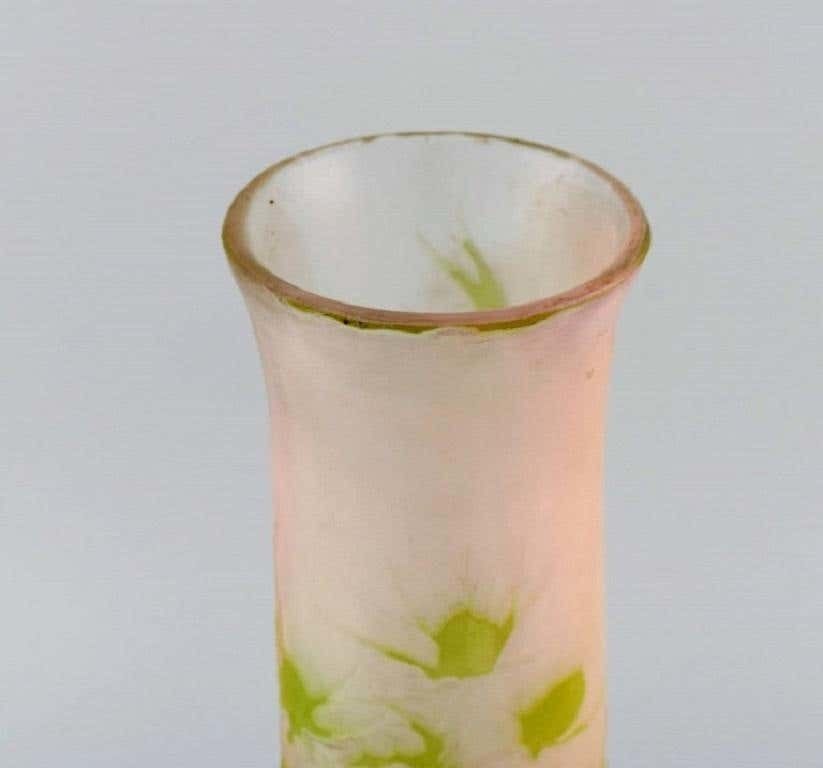 Large Emile Gallé Vase In Frosted And Green Art Glass photo buy