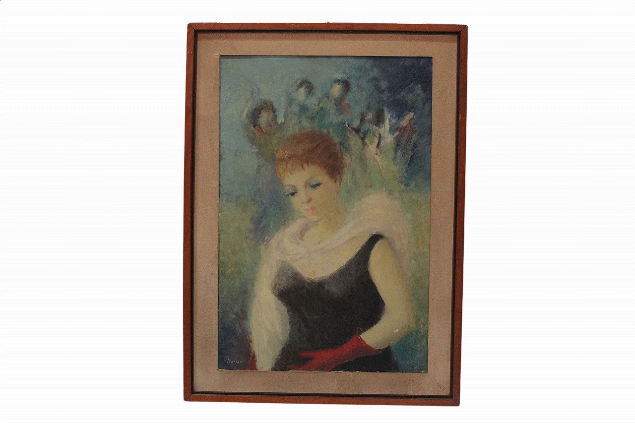 Oil On Canvas Portrait Of A Woman By Mirko Mariani, 1970s