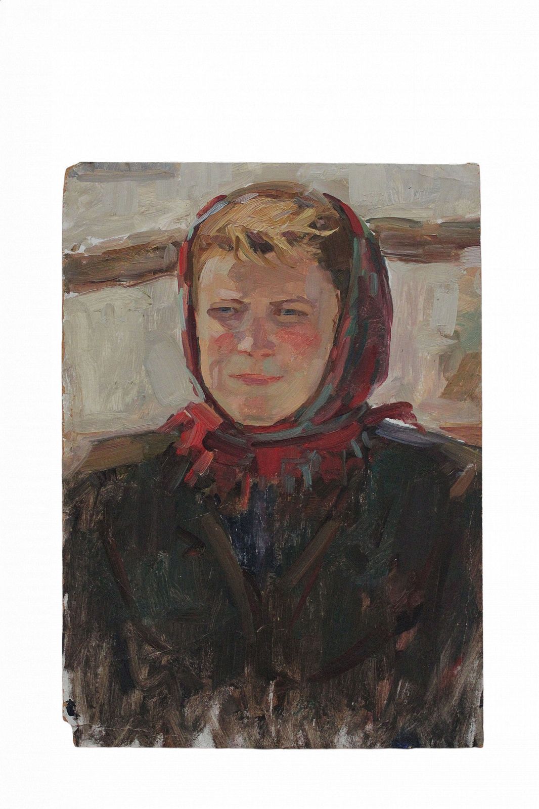 Oil On Cardboard Portrait Of A Peasant, 20th Century