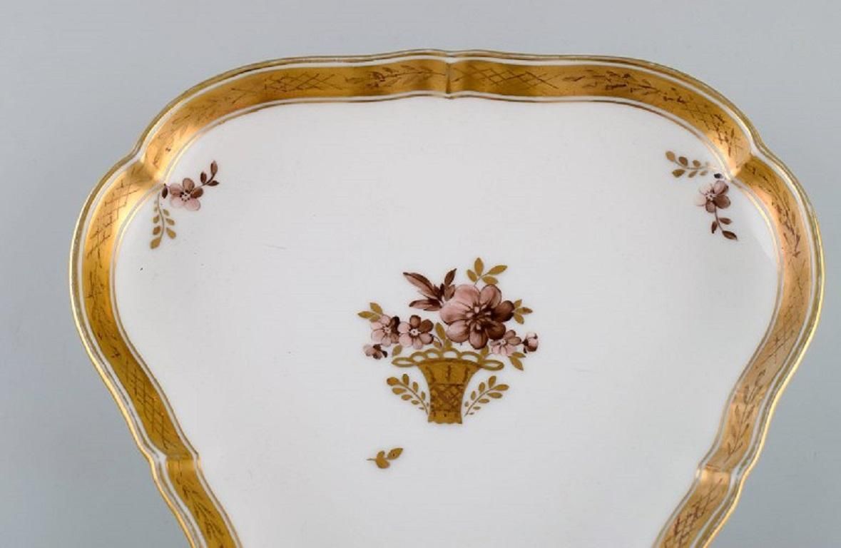 Three Royal Copenhagen Golden Basket Dishes In Porcelain With Flowers photo for sale