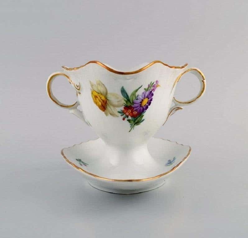 Royal Copenhagen Saxon Flower Sauce Boat In Hand Painted Porcelain photo furniture