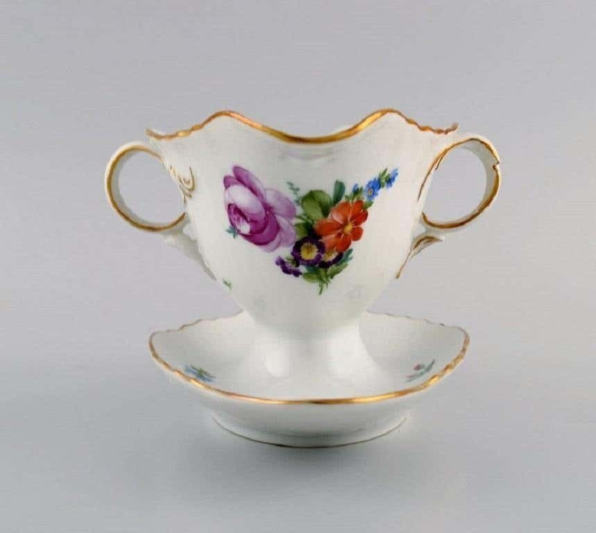 Royal Copenhagen Saxon Flower Sauce Boat In Hand Painted Porcelain photo for sale
