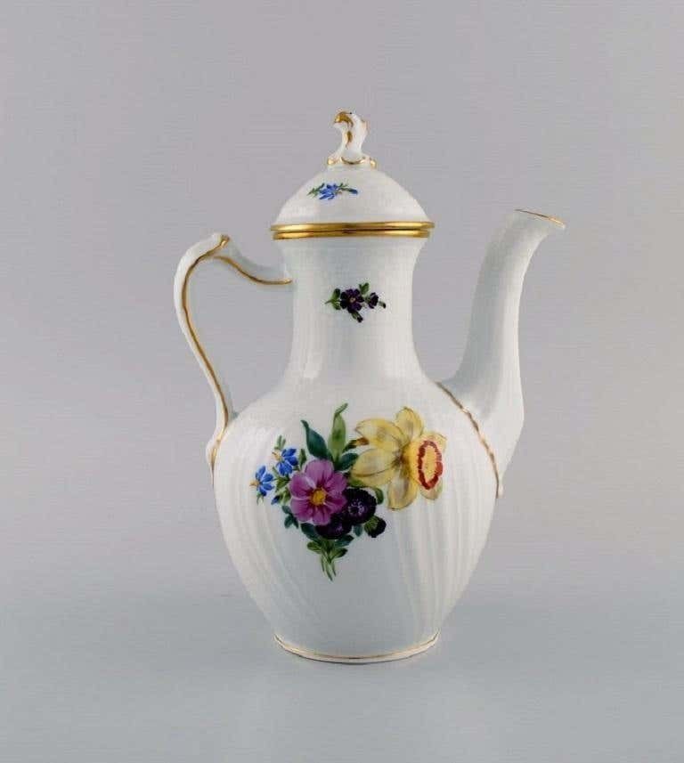 Royal Copenhagen Saxon Flower Coffee Pot In Hand Painted Porcelain photo for sale