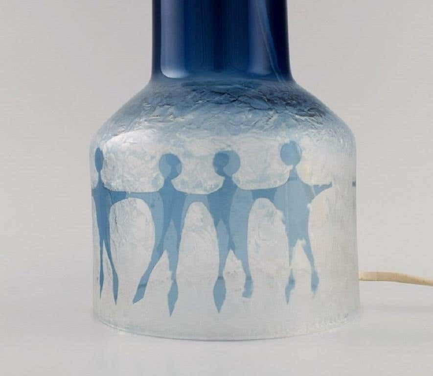 Ove Sandberg For Kosta Boda, Two Table Lamps In Blue And Clear Art Glass photo 922.0