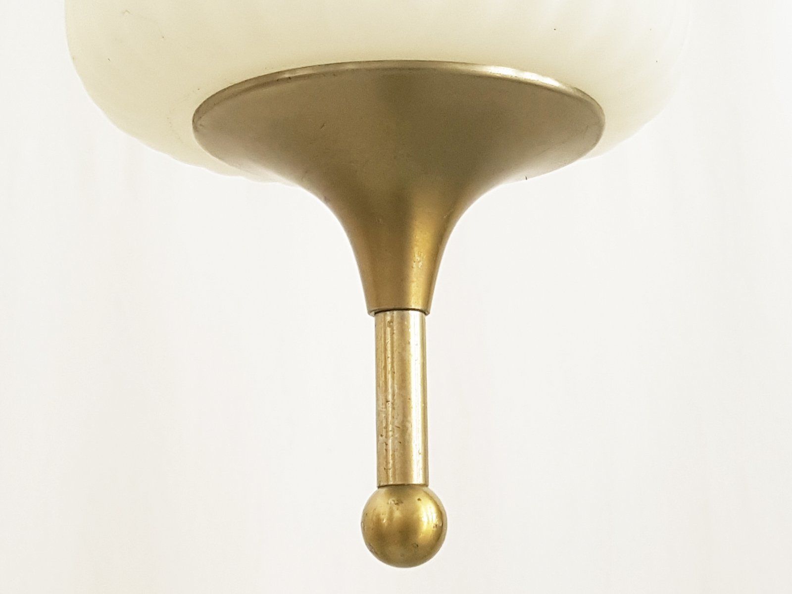 Italian Opaline Glass & Nickel Plated Metal Pendant Lamp By Reggiani, 1960s photo Lighting