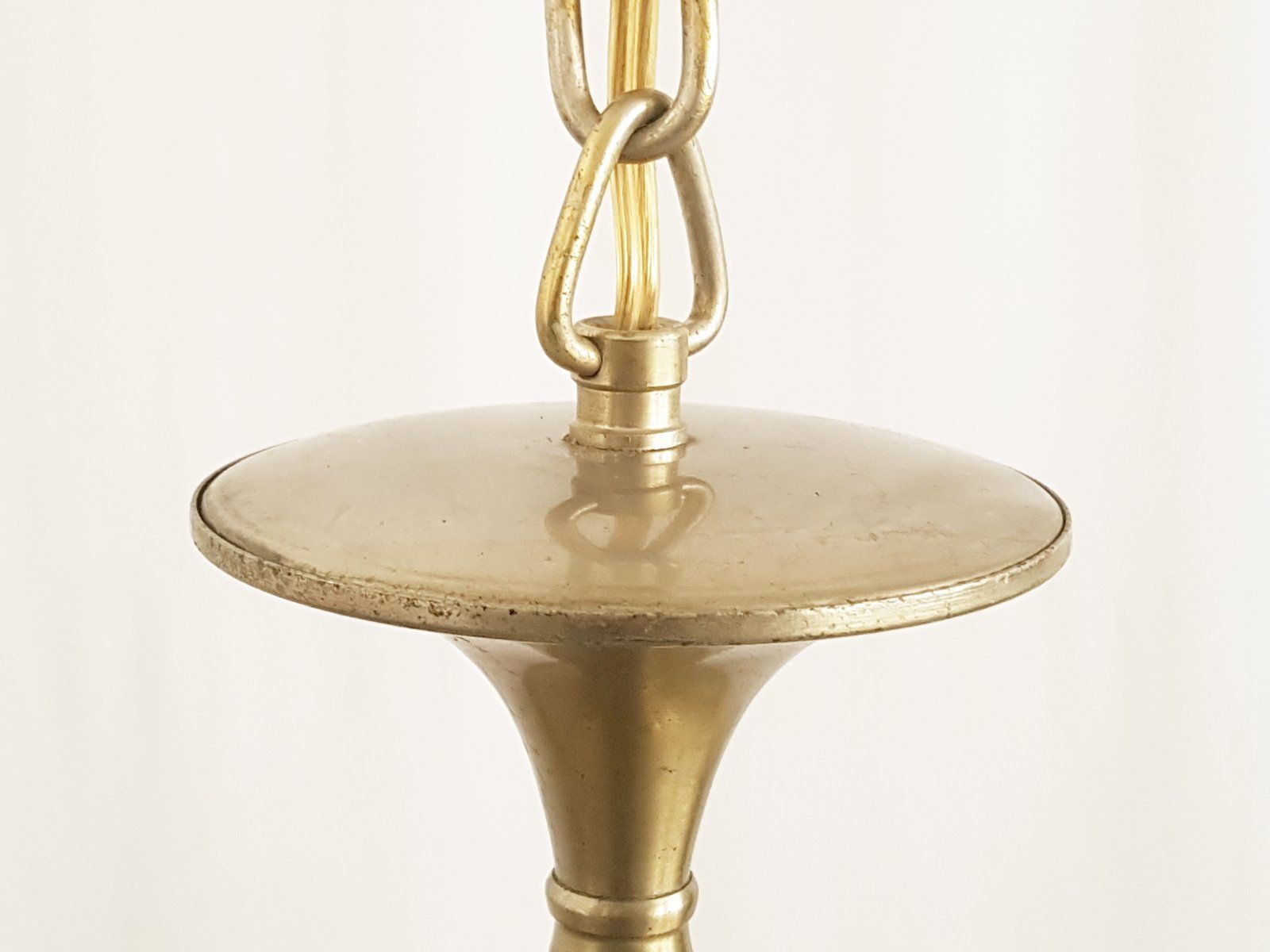 Italian Opaline Glass & Nickel Plated Metal Pendant Lamp By Reggiani, 1960s photo vinterior