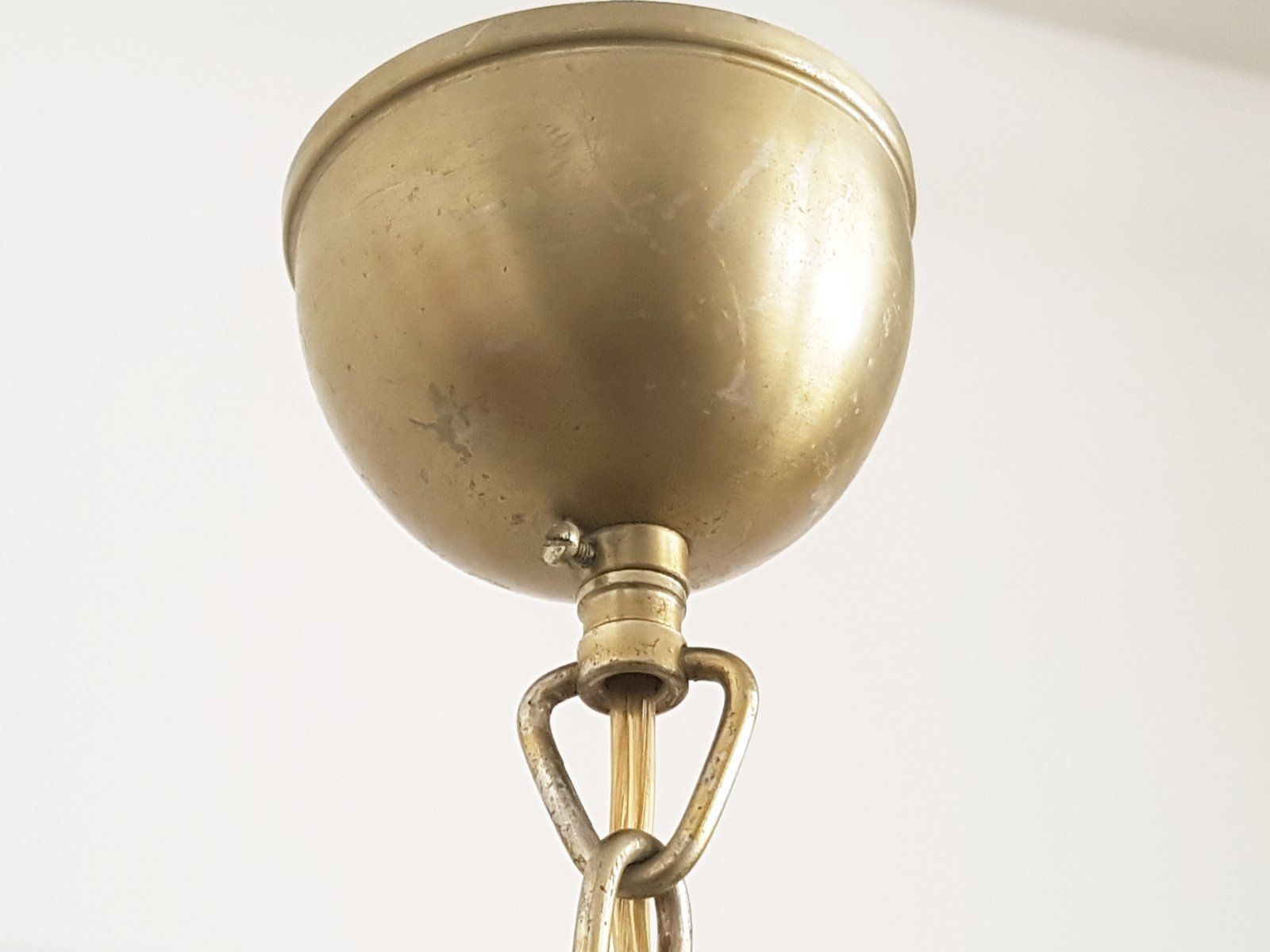 photo furniture Italian Opaline Glass & Nickel Plated Metal Pendant Lamp By Reggiani, 1960s