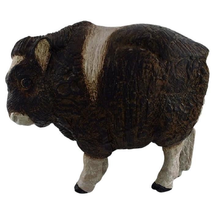 photo for sale Jeanne Grut For Aluminia Colossal Sculpture In Glazed Ceramics Musk Ox Calf