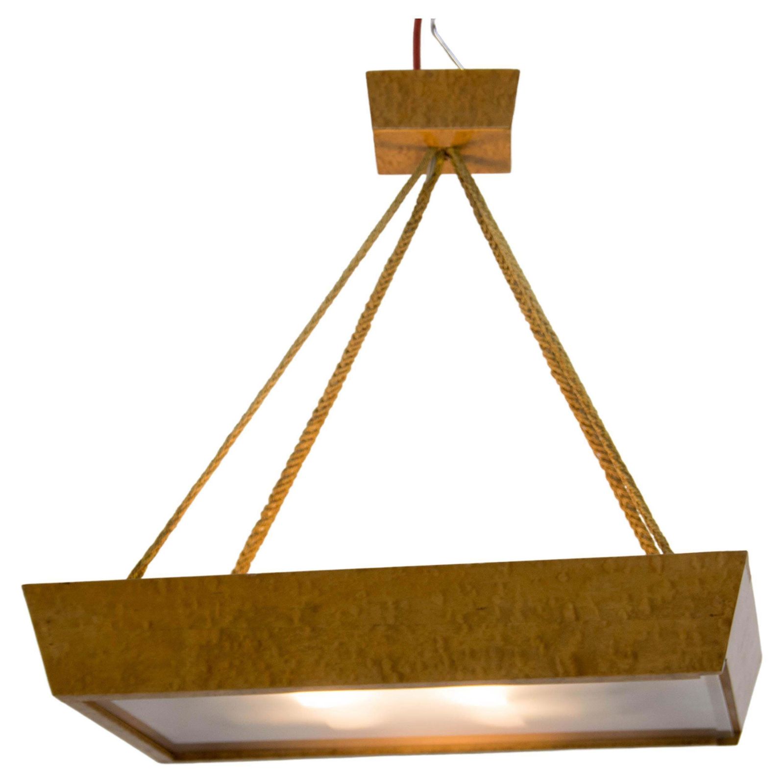 Mid Century Wood And Glass Chandelier By Krasna Jizba, 1950s