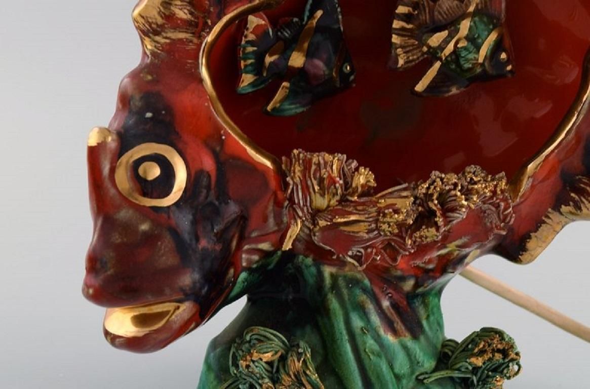 Vallauris & Monaco, France Table Lamp In Glazed Ceramics Shaped Like A Fish photo buy