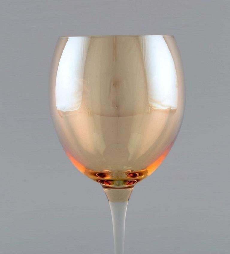 Scandinavian Glass Artist, Five Large Red Wine Glasses In Art Glass 1980s photo Home Decor