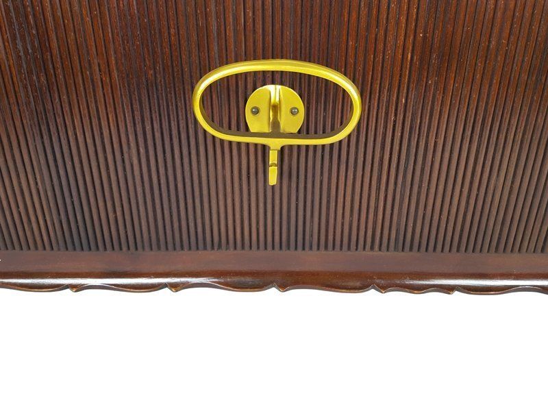 Italian Wood And Golden Aluminum Wall Coat Rack From Fratelli Barni Mobili Darte 1950s photo buy